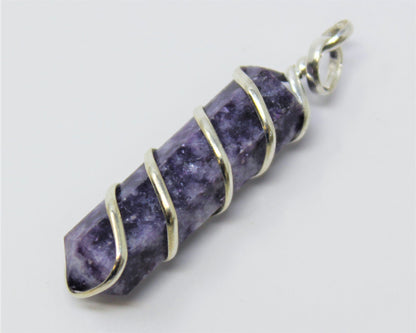 Lepidolite Spiral Wire Wrapped Pendant