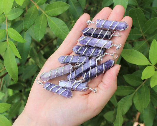 Lepidolite Spiral Wire Wrapped Pendant