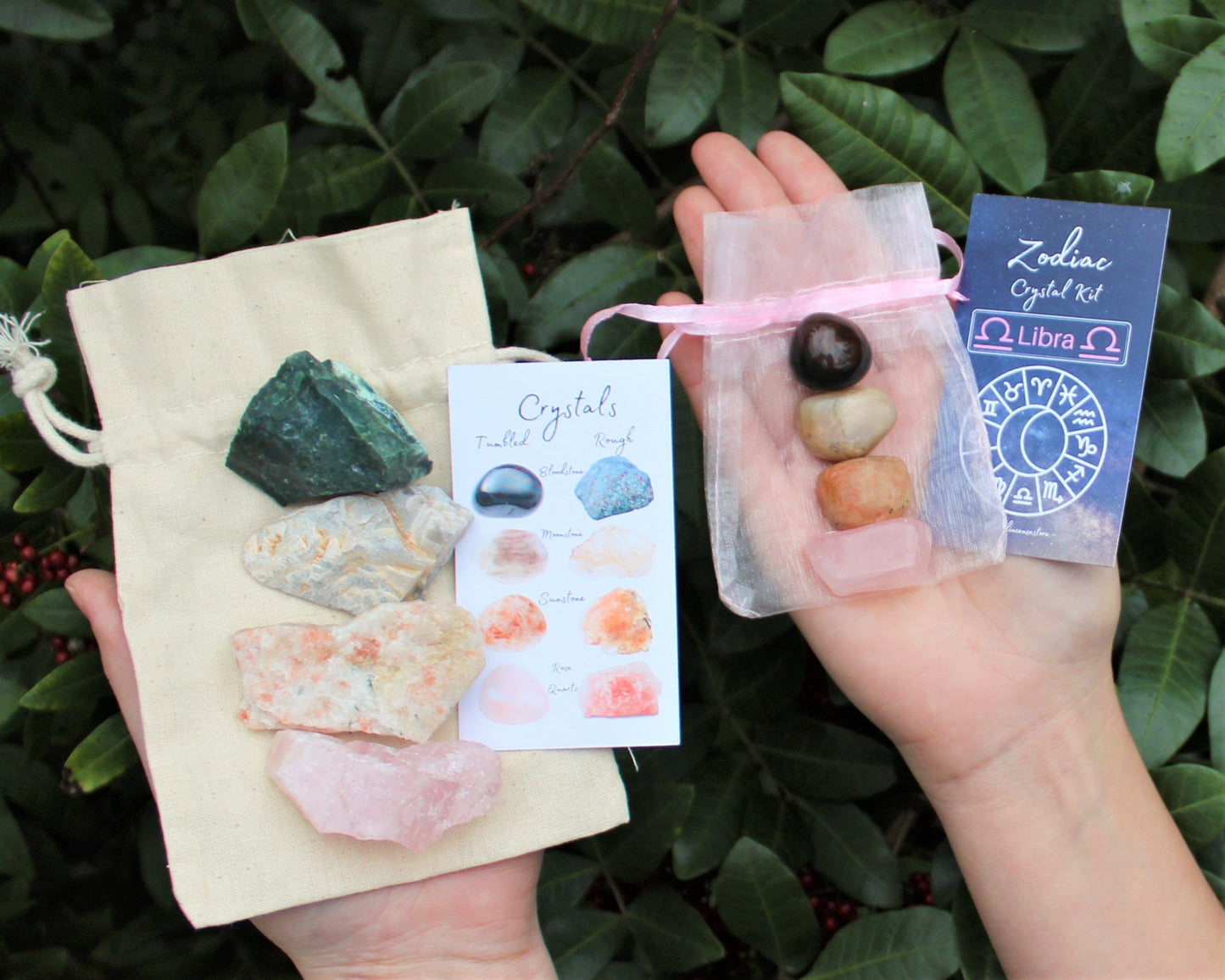 Libra Zodiac Crystal Kit With 4 Birthstones And Organza Pouch