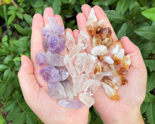 Mixed Amethyst Citrine And Clear Quartz Crystal Points