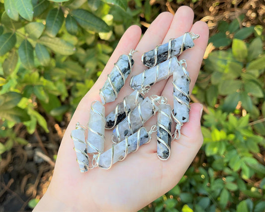 Moonstone Spiral Wire Wrapped Pendant