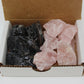 Natural Rough Smoky And Rose Quartz Gemstone Rock Box