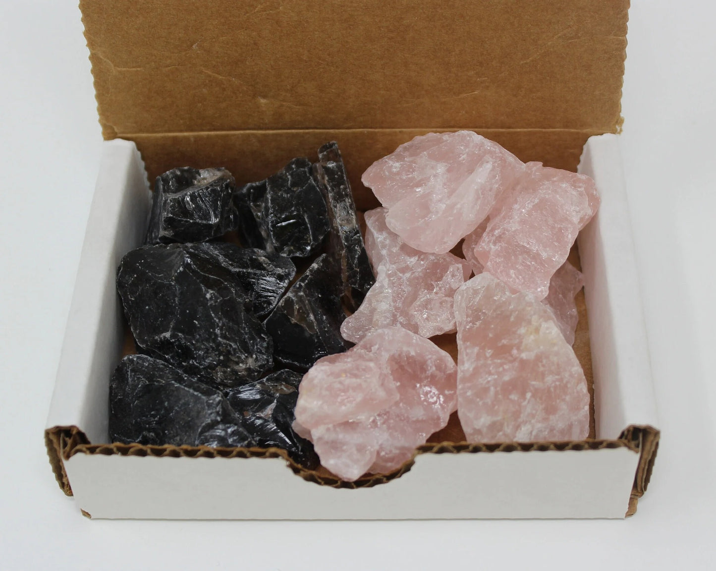 Natural Rough Smoky And Rose Quartz Gemstone Rock Box