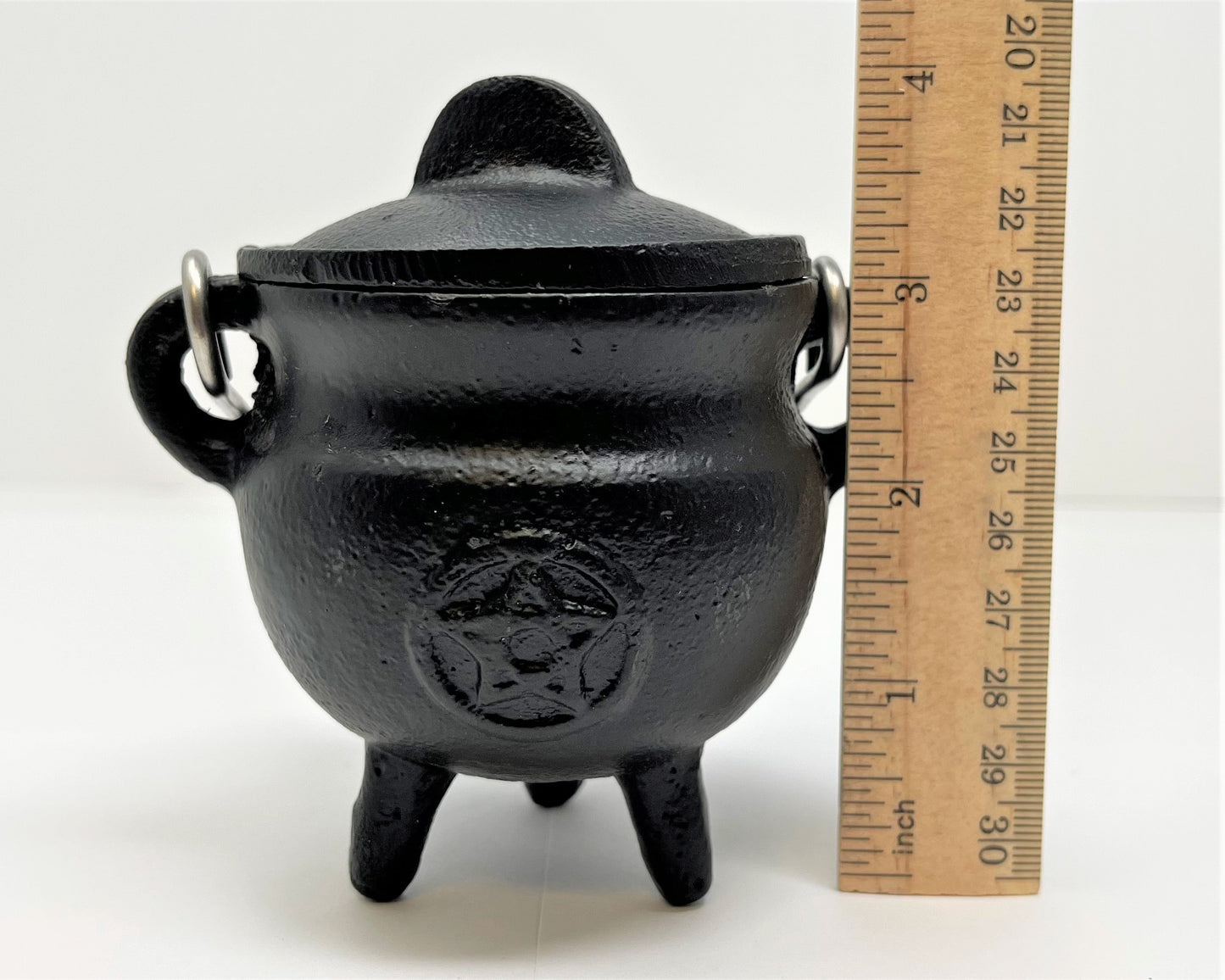 Pentagram Cast Iron Cauldron With Lid And Carry Handle