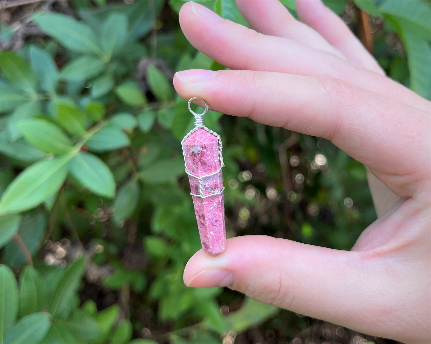 Thulite Wire Wrapped Pendant