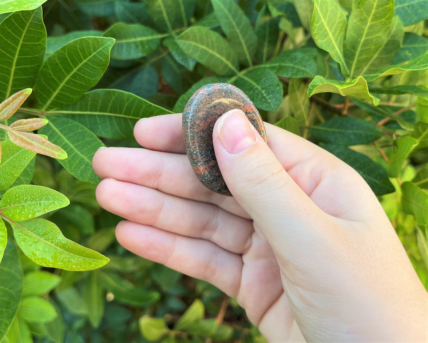 Polished Unakite Pocket Stone