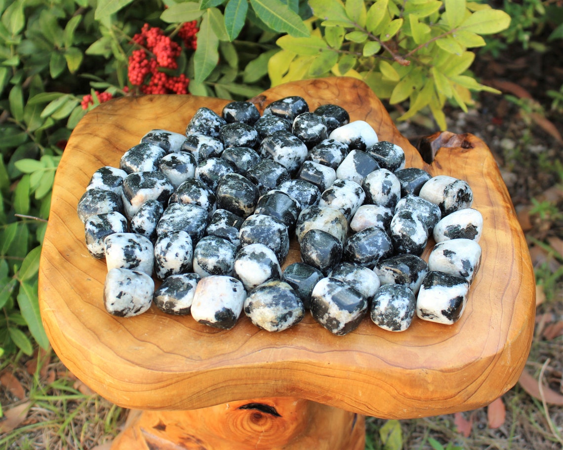 Quartz With Tourmaline Tumbled Stones