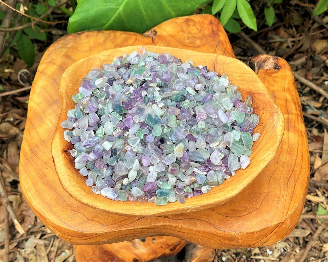 Rainbow Fluorite Semi Tumbled Gemstone Mini Chips