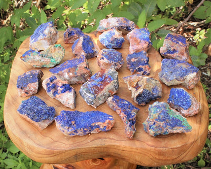 Raw Azurite Crystal Stone On Quartz