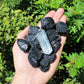 Raw Dark Tourmaline Rough Stones And Quartz Crystal Point