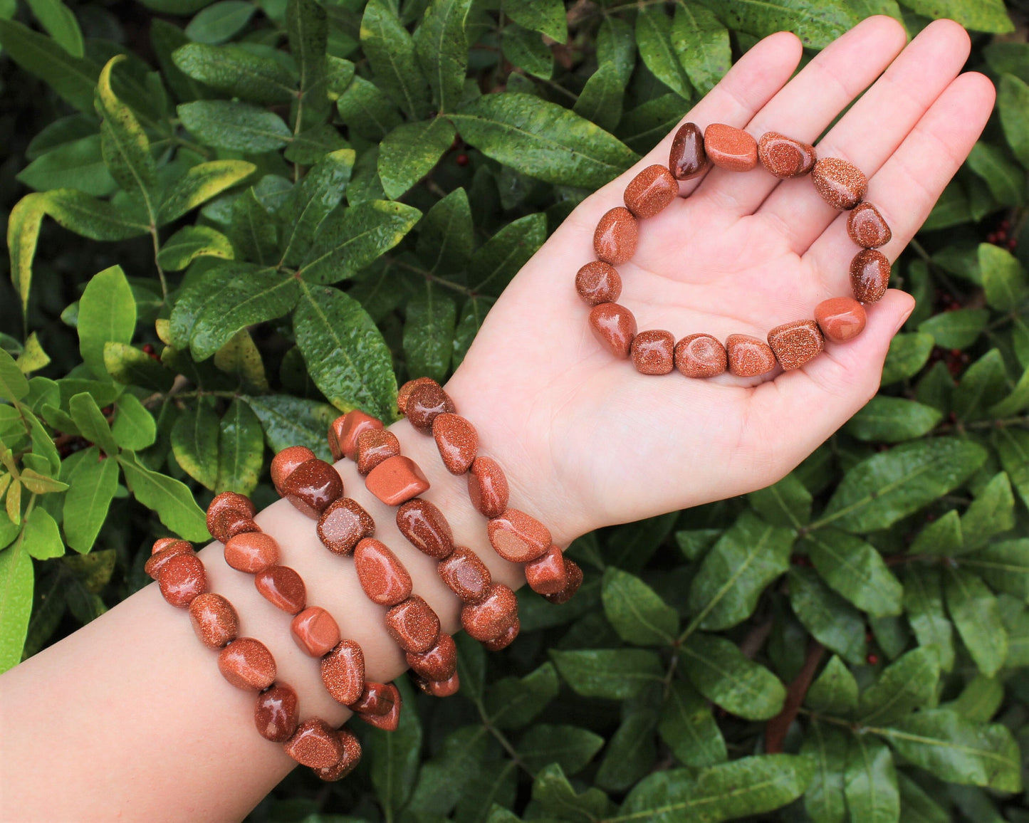 Goldstone Tumbled Gemstone Bracelet stones