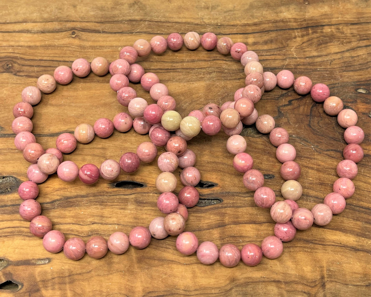 Rhodonite Round Crystals Bead Bracelet