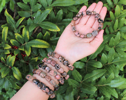 Rhodonite Tumbled Gemstone Bracelet