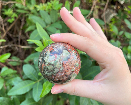 Rhyolite Crystal Sphere With Stand