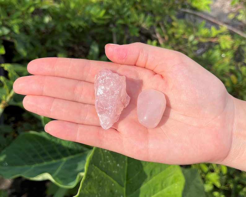 Rose Quartz Rough Natural And Tumbled Stones Set