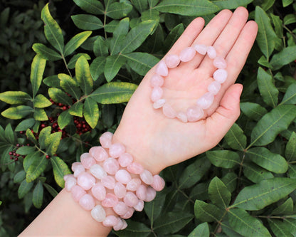 Rose Quartz Tumbled Gemstone Bracelet