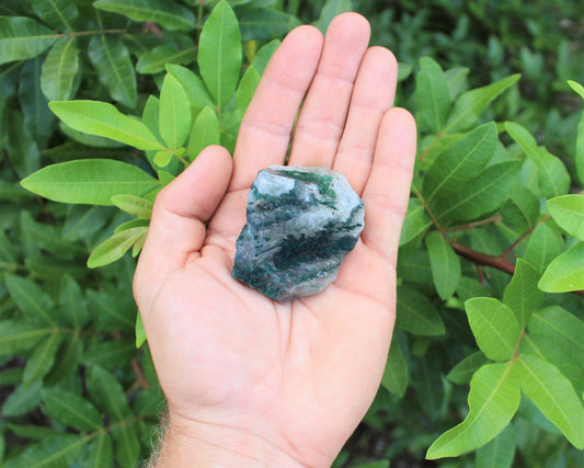 Rough Moss Agate Crystal Chunks