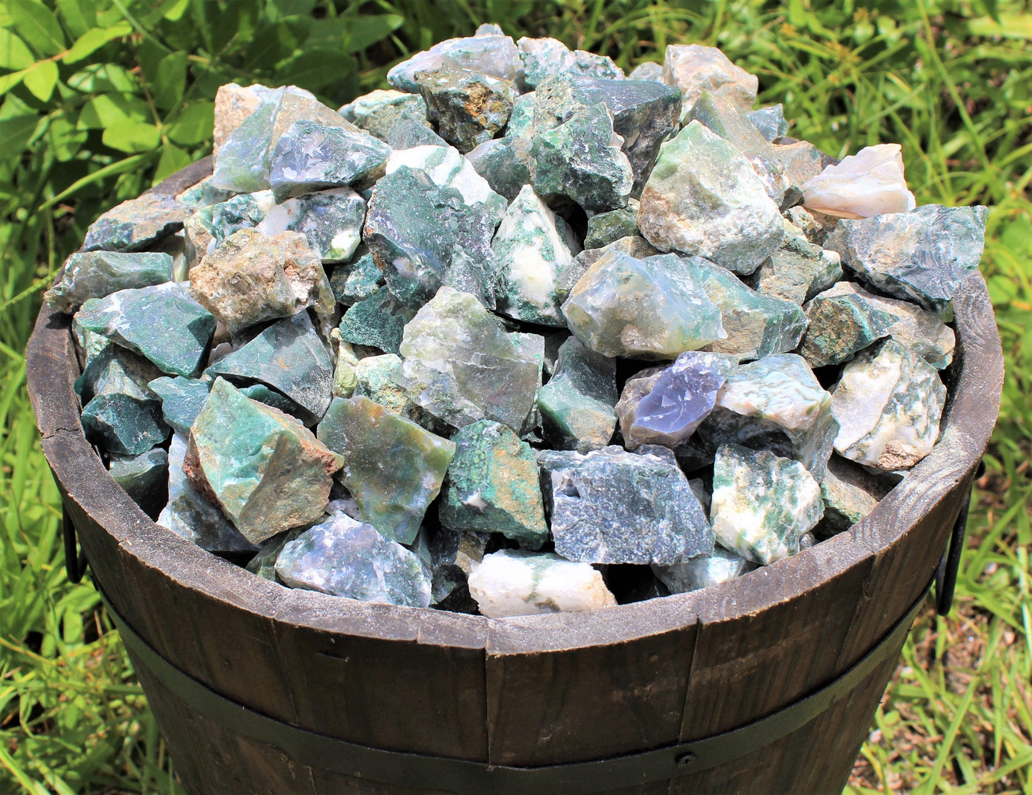 Rough Moss Agate Crystal Chunks