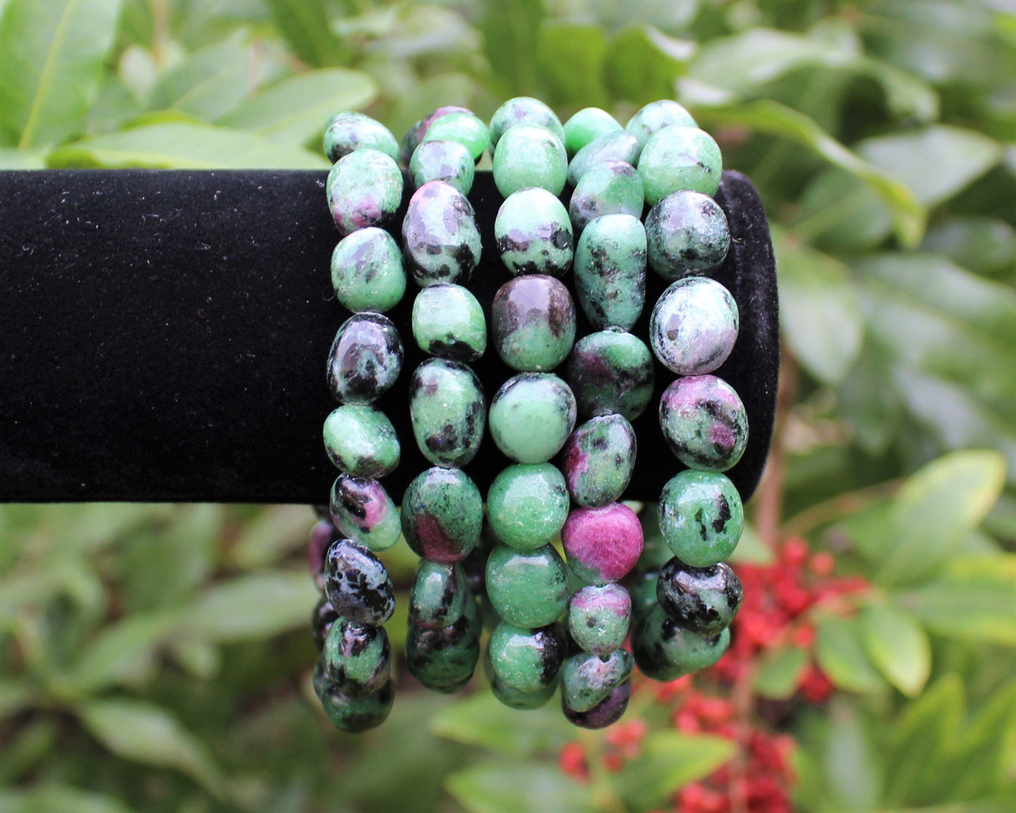 Ruby Zoisite Tumbled Gemstone Bracelet