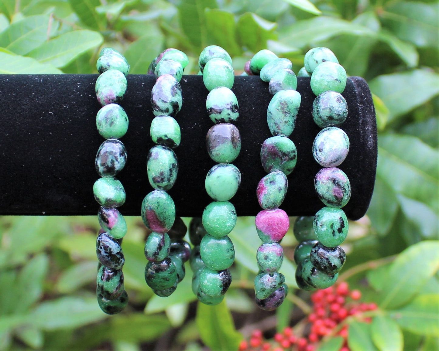 Ruby Zoisite Tumbled Gemstone Bracelet