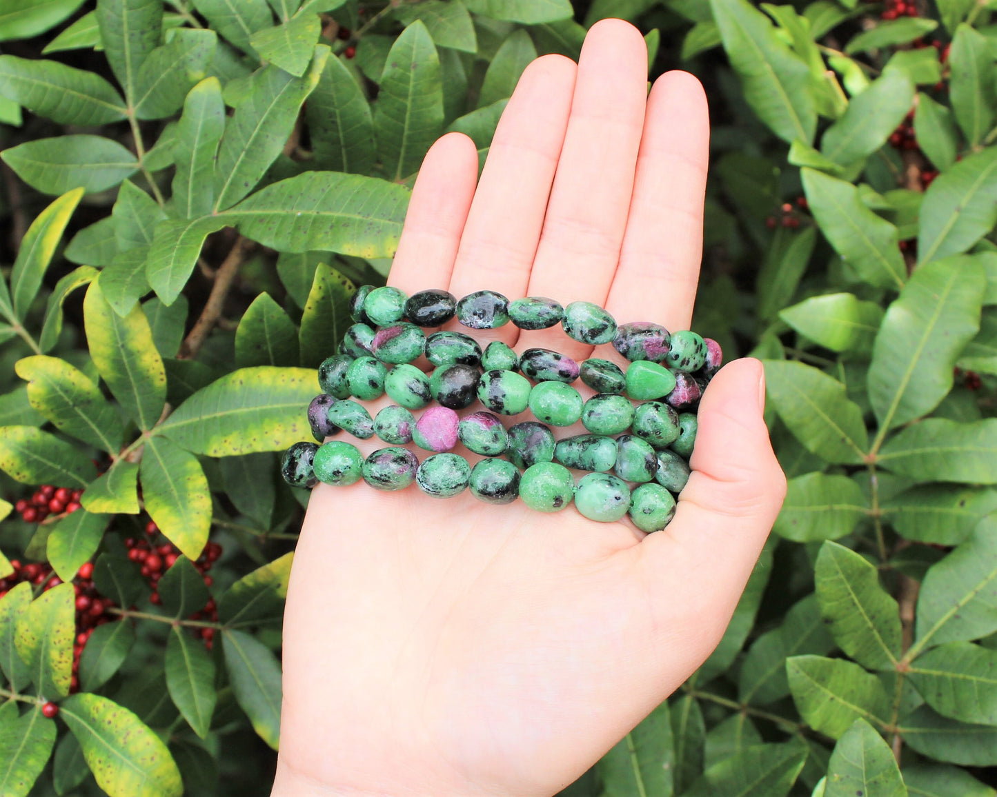 Ruby Zoisite Tumbled Gemstone Bracelet