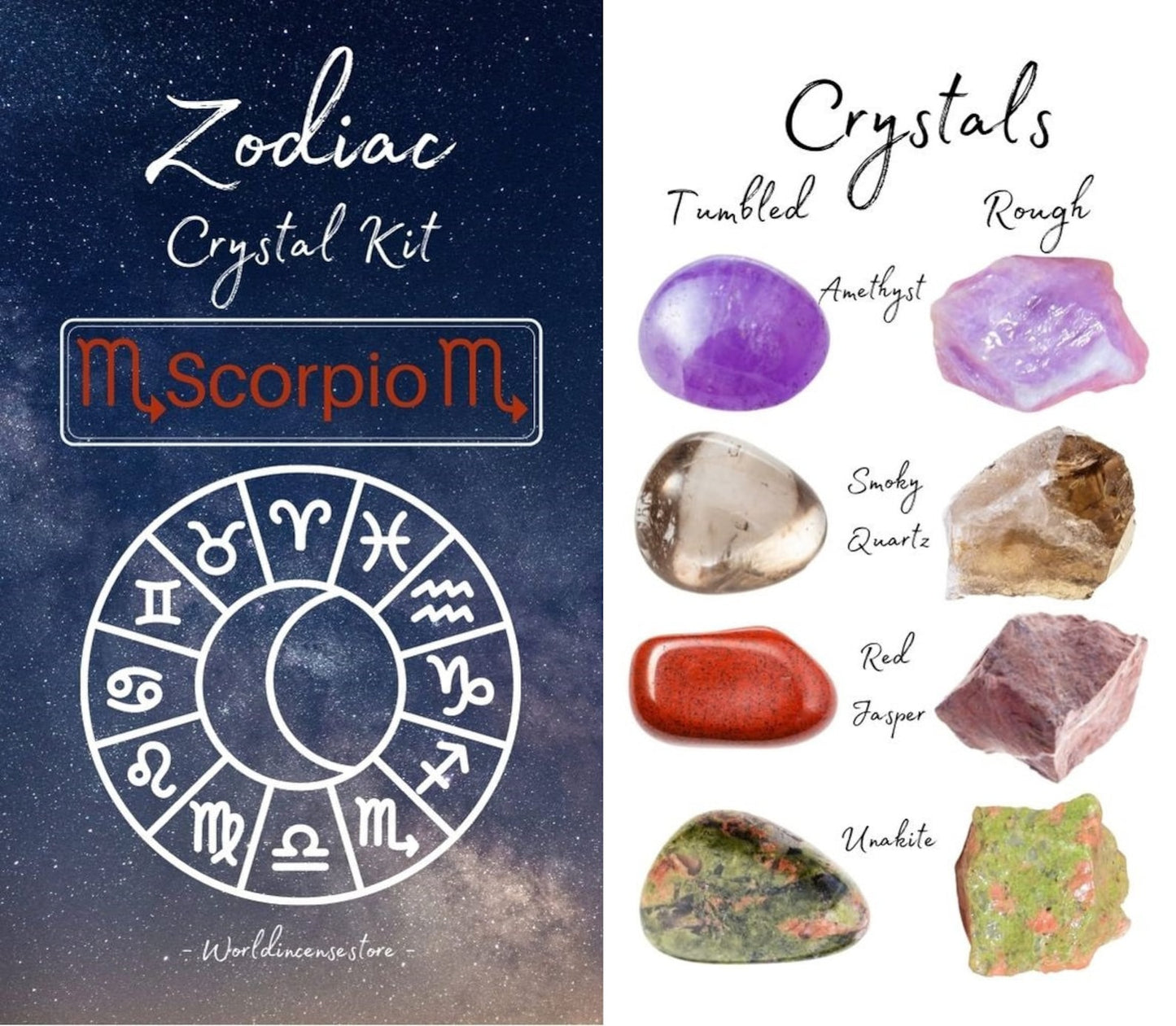 Scorpio Zodiac Crystal Kit 4 Birthstones With Pouch