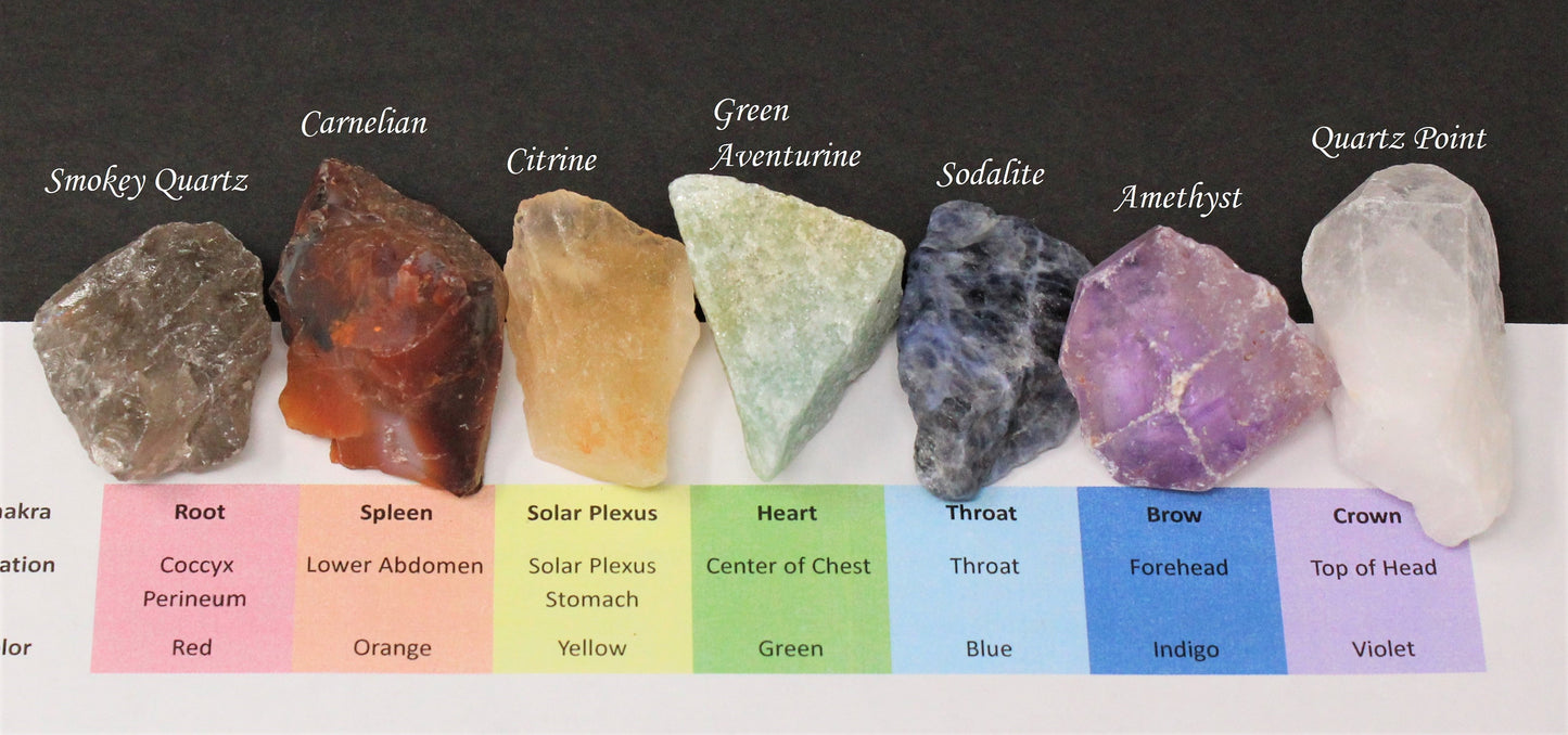 Set Of 7 Rough Crystal Medium Chakra Set