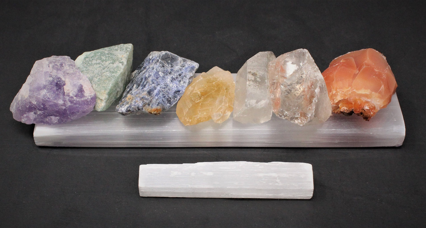 Set Of 7 Rough Crystal Medium Chakra Set