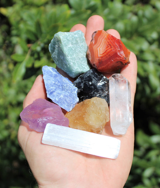 Set Of 7 Rough Crystal Medium Chakra Set