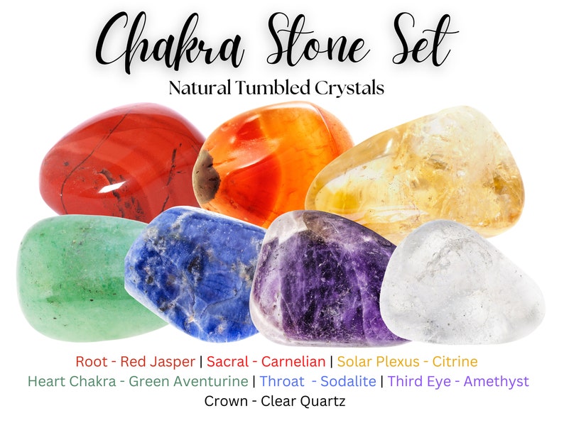 Set Of 7 Tumble Gemstones And Carry Pouch