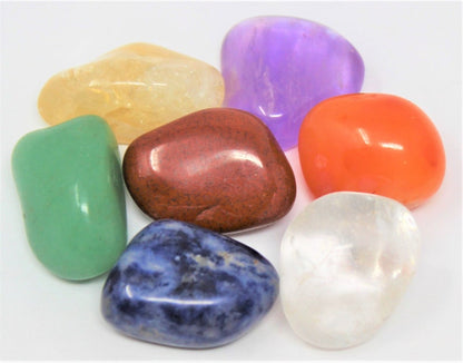 Set Of 7 Tumble Gemstones And Carry Pouch