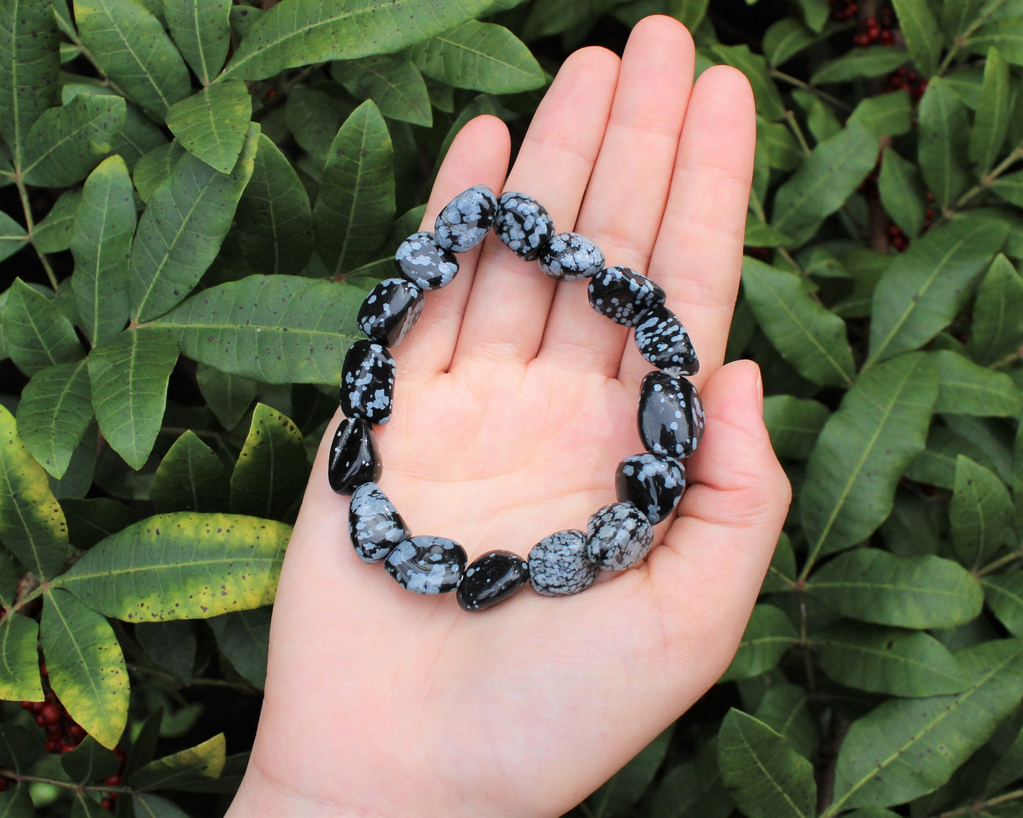 Snowflake Obsidian Tumbled Gemstone Bracelet