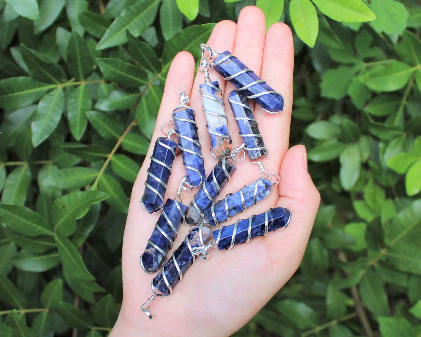 Sodalite Spiral Wire Wrapped Pendant