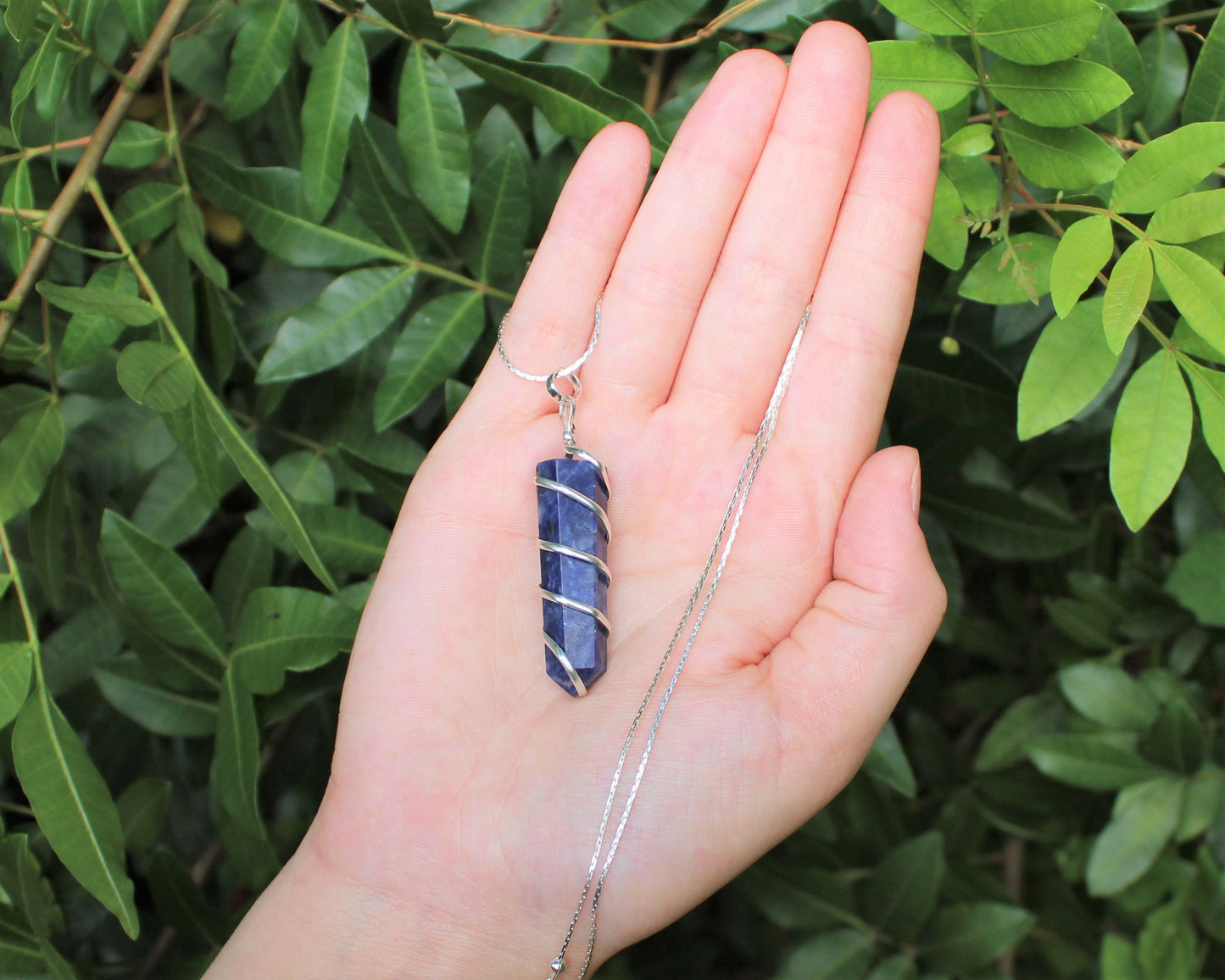 Sodalite Spiral Wire Wrapped Pendant