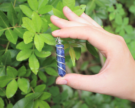 Sodalite Spiral Wire Wrapped Pendant