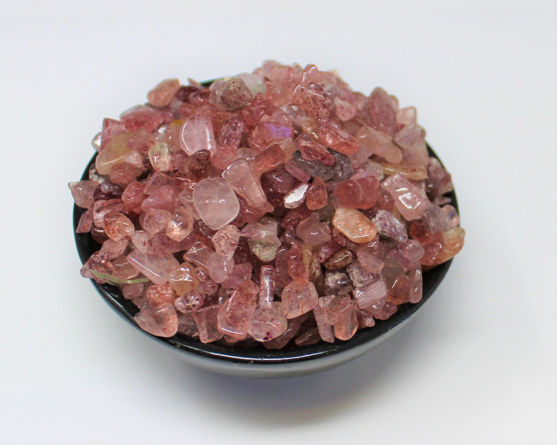 Strawberry Quartz Semi Tumbled Gemstone Mini Chips