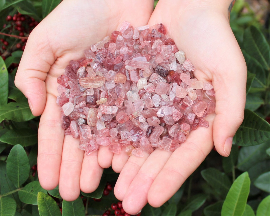 Strawberry Quartz Semi Tumbled Gemstone Mini Chips