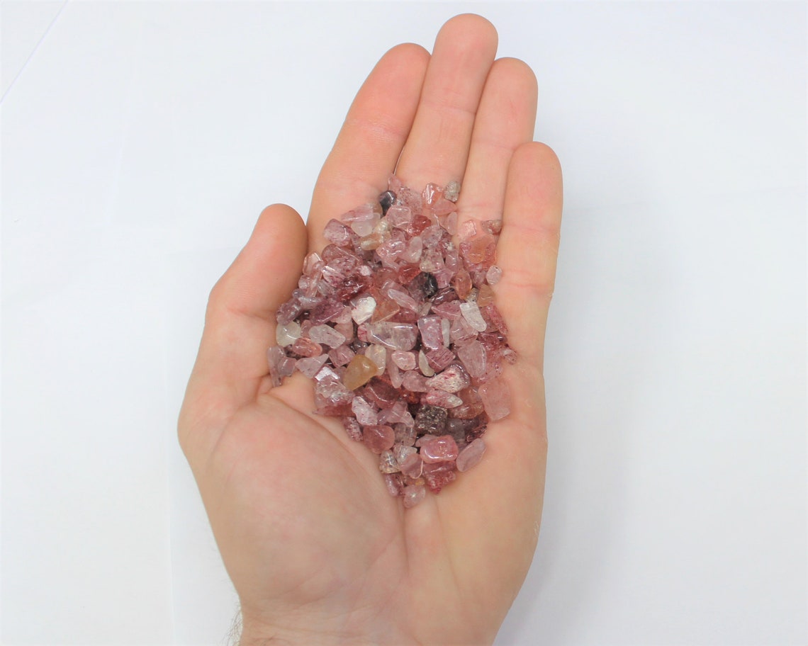 Strawberry Quartz Semi Tumbled Gemstone Mini Chips