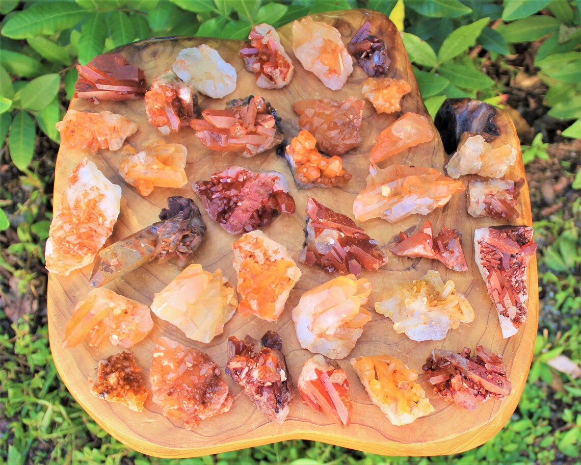 Tangerine Quartz Druze Specimens