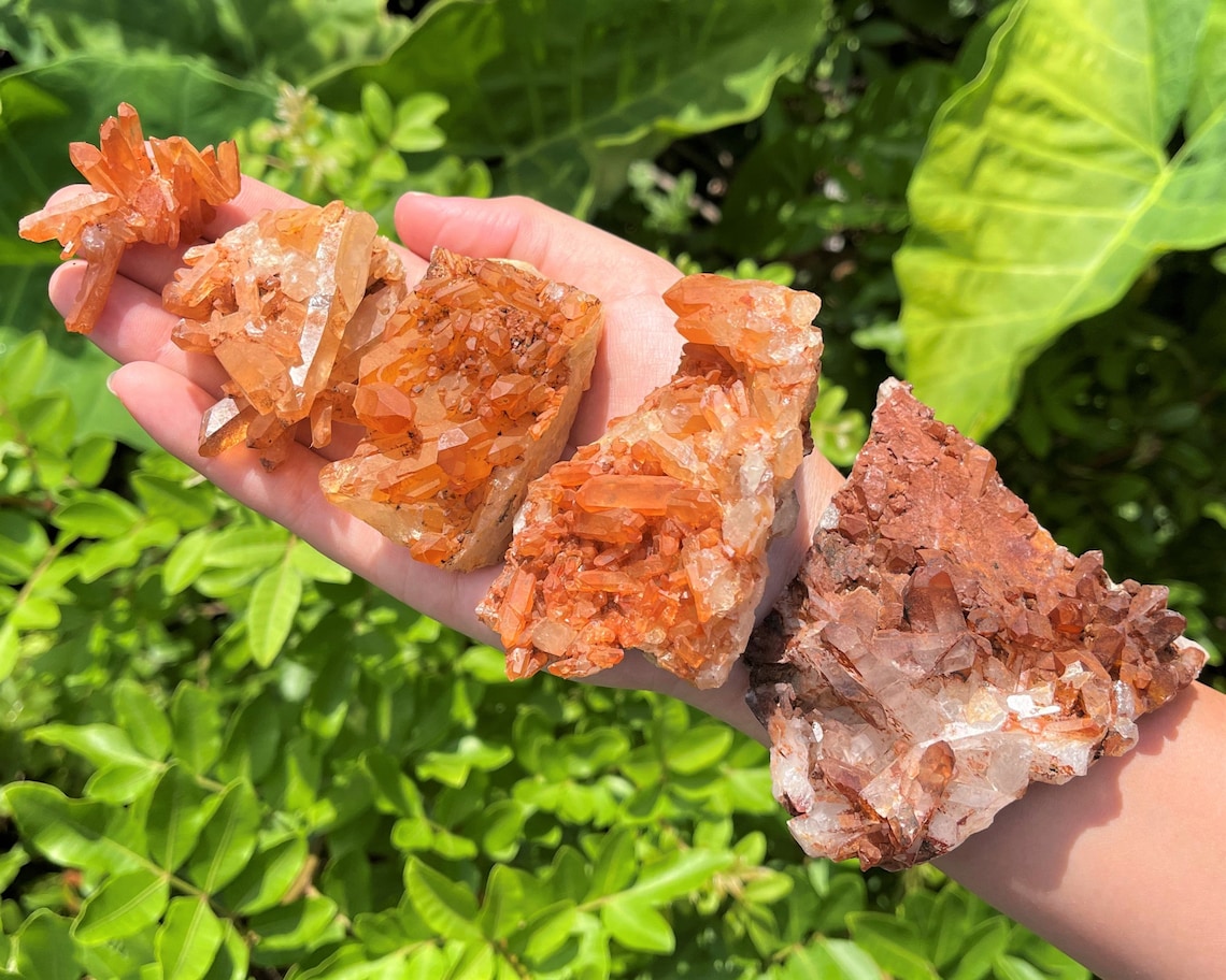 Tangerine Quartz Druze Specimens