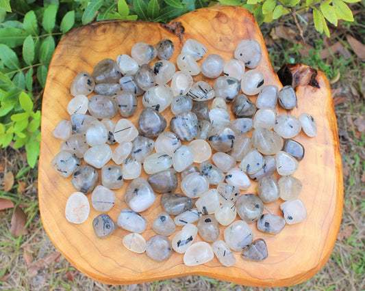 Tourmalinated Quartz Tumbled Stones