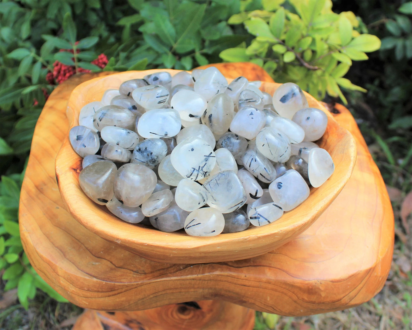 Tourmalinated Quartz Tumbled Stones