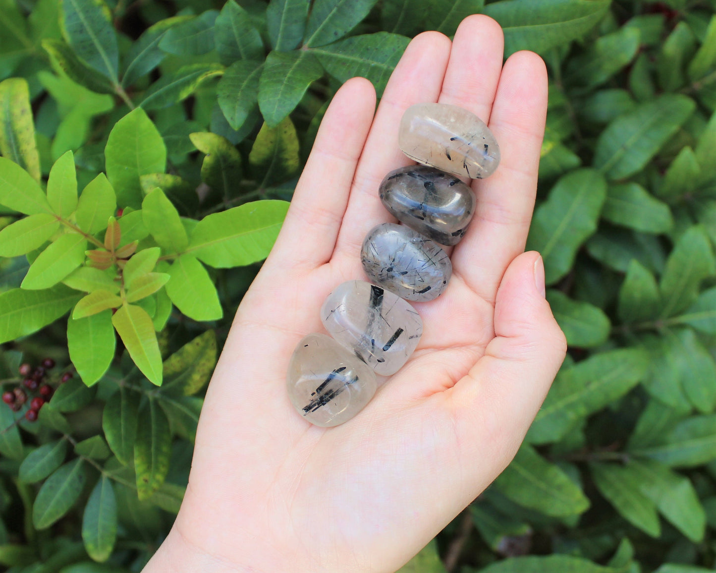 Tourmalinated Quartz Tumbled Stones