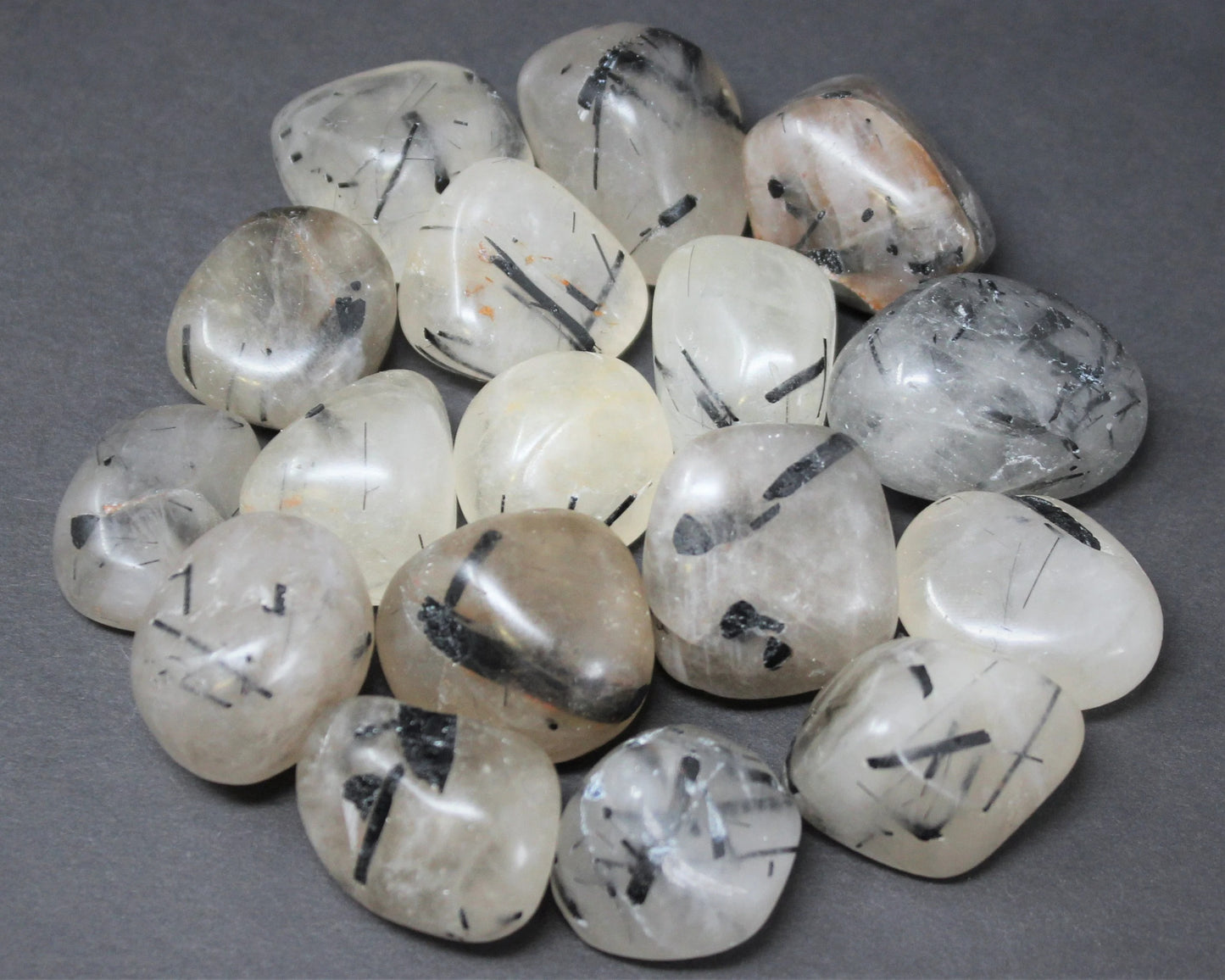 Tourmalinated Quartz Tumbled Stones