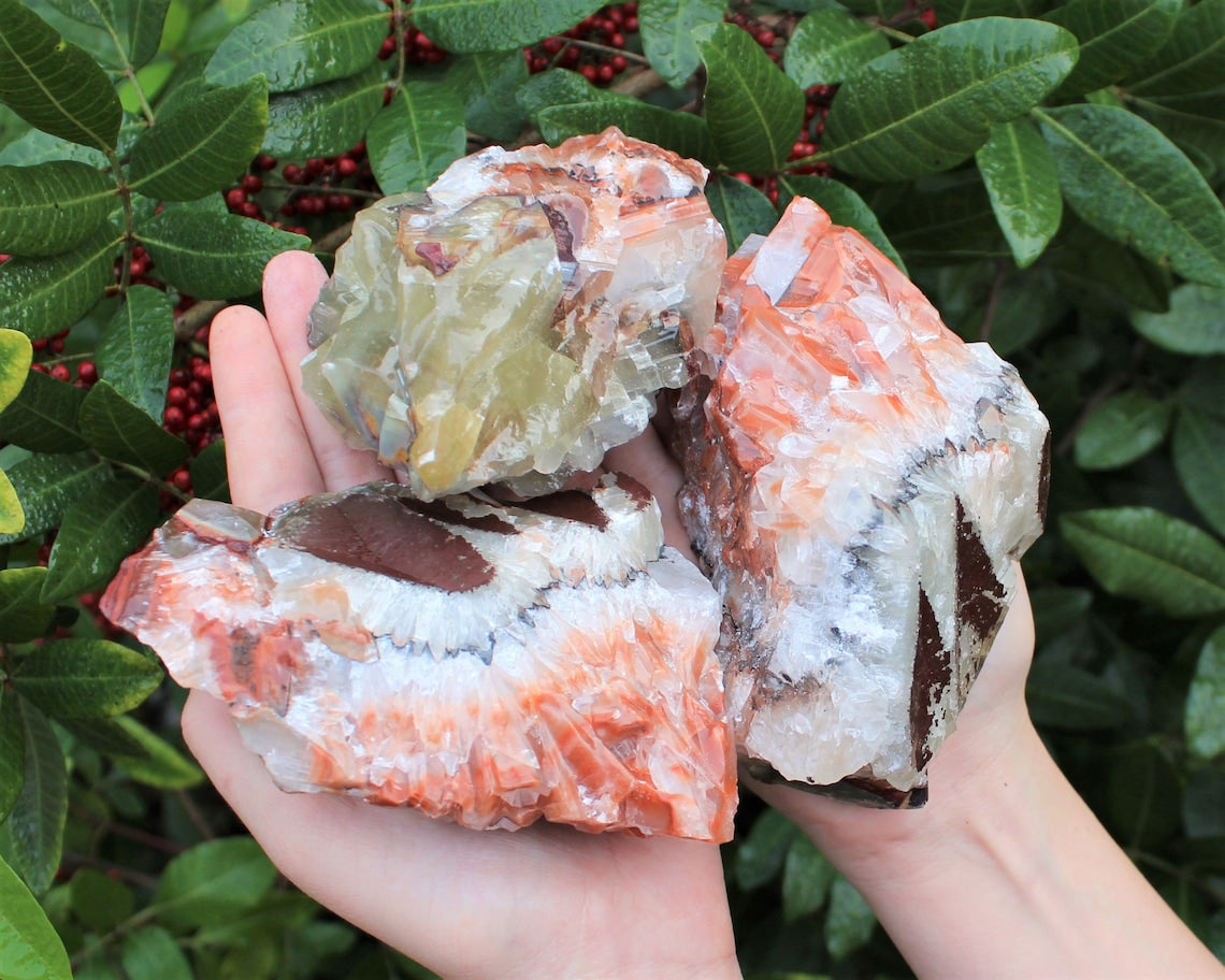 Tri Colored Calcite Natural Crystals