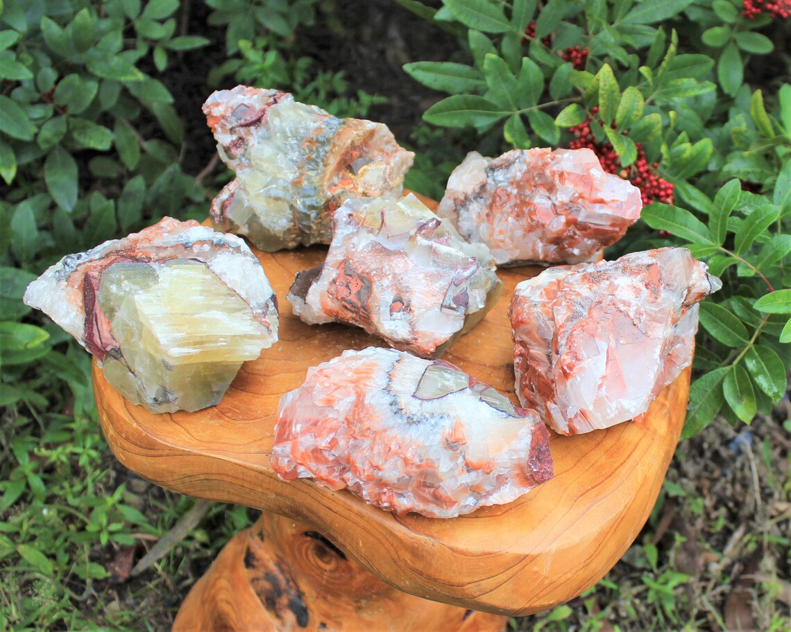 Tri Colored Calcite Natural Crystals