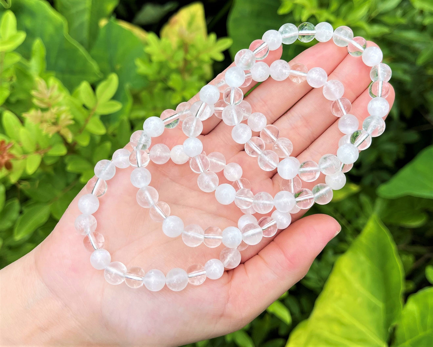 Bracelet Of Clear Quartz And Selenite