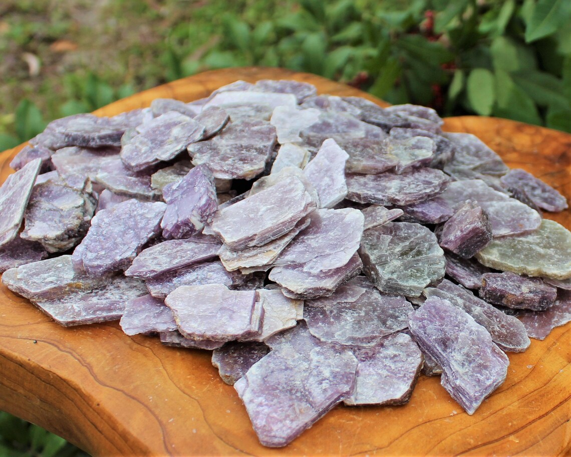 Rough Lepidolite Slabs And Slices