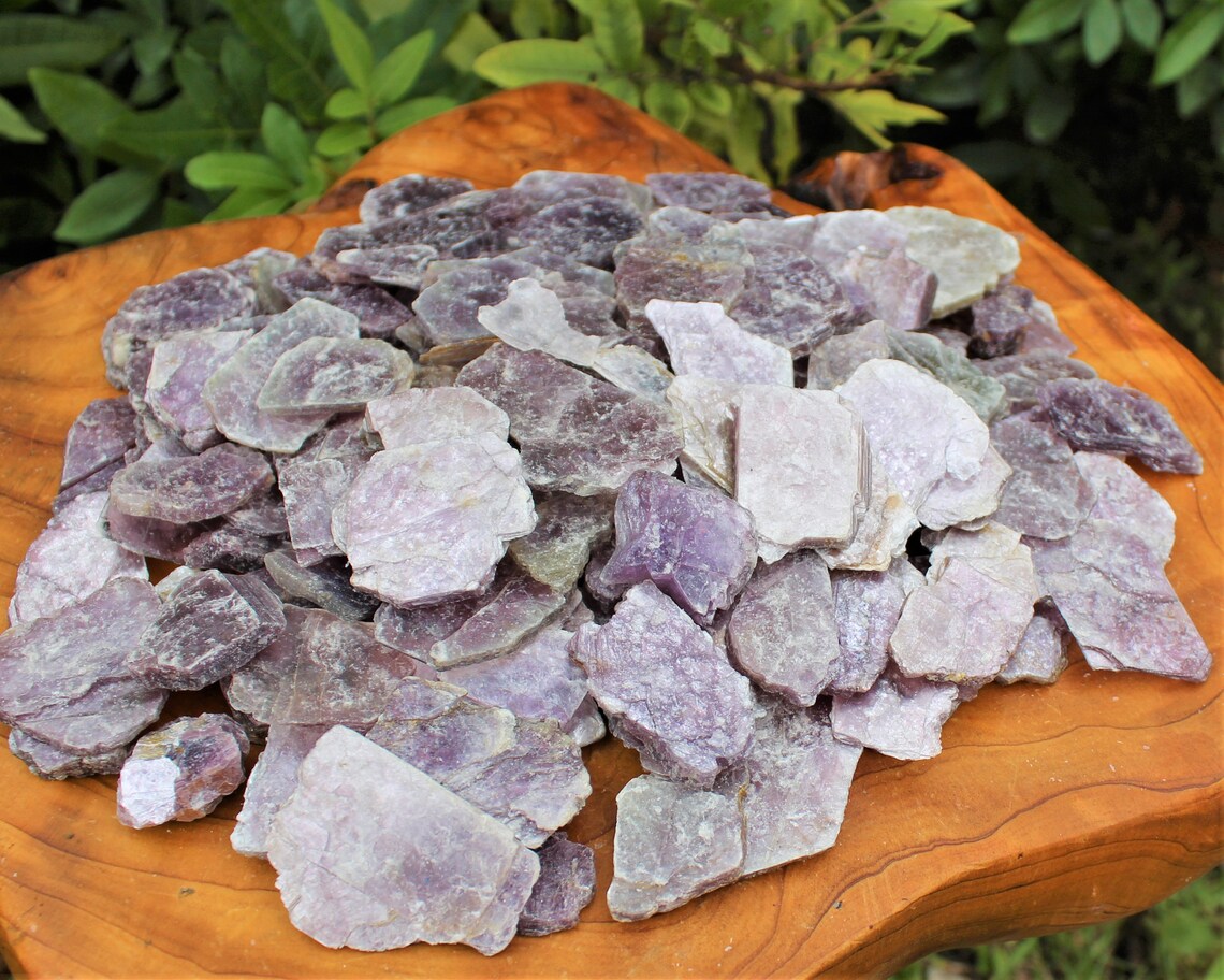 Rough Lepidolite Slabs And Slices