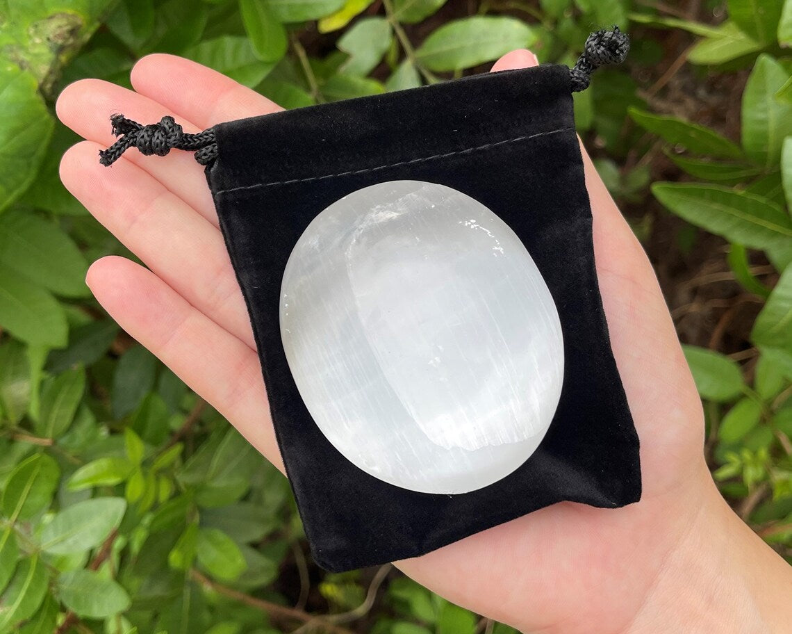 Selenite Stone With Carry Pouch
